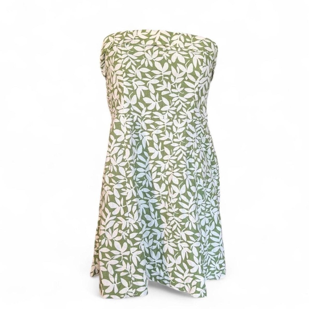 Abercrombie & Fitch white & green leaf print mini dress removable straps size XL